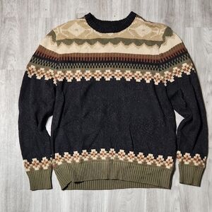 Cotton On Black and Olive Patterned Crewneck Sweater